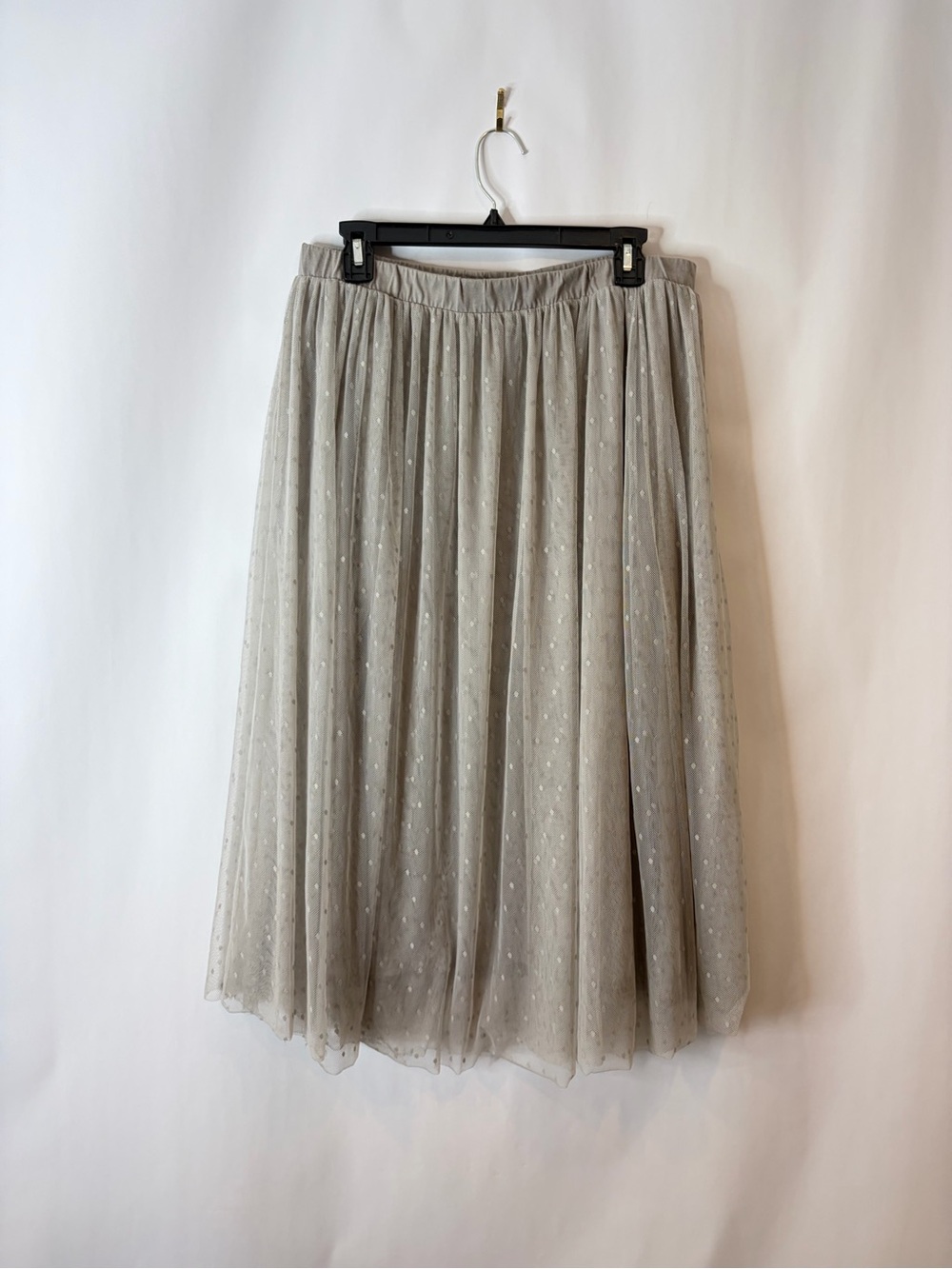 Garnet Hill Light Gray Tulle Midi Skirt with Dotted Texture Ballerina Large